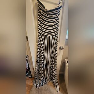 Black and White Strapless Maxi Dress